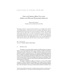 Firm and Corporate Bond Valuation: a Simulation Dynamic Programming Approach*