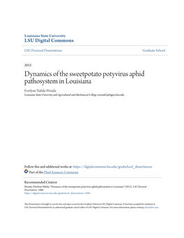 Dynamics of the Sweetpotato Potyvirus Aphid Pathosystem in Louisiana