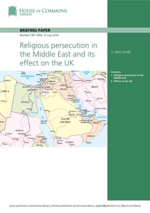 Religious Persecution in the Middle East and Its Effect on the UK