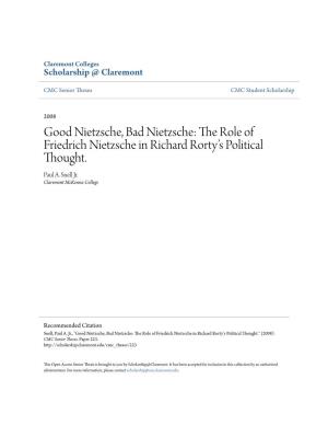 The Role of Friedrich Nietzsche in Richard Rorty's Political Thought