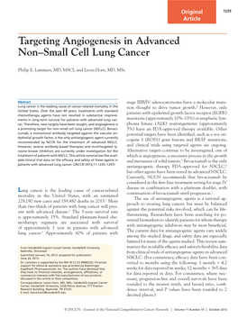 Targeting Angiogenesis in Advanced Non-Small Cell Lung Cancer