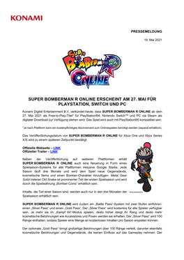 Super Bomberman R Online Erscheint Am 27. Mai Für Playstation, Switch Und Pc