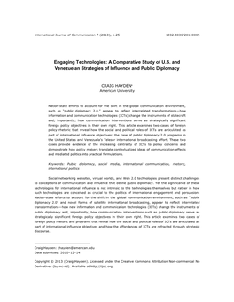 Engaging Technologies: a Comparative Study of U.S