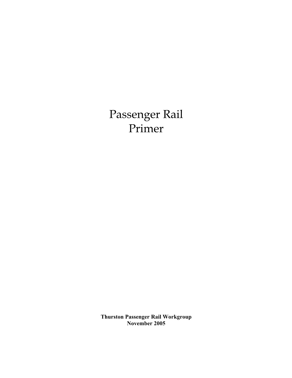 Passenger Rail Primer