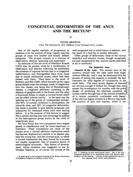 Congenital Deformities of the Anus and the Rectum*