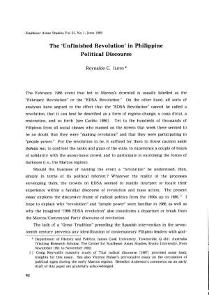 The 'Unfinished Revolution' in Philippine Political Discourse