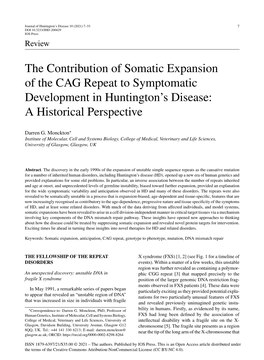 The Contribution of Somatic Expansion of the CAG Repeat to Symptomatic Development in Huntington's Disease