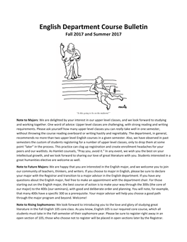 Course Bulletin Fall 2017 and Summer 2017