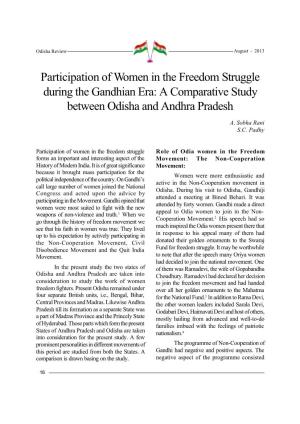 Participation of Women in the Freedom Struggle During the Gandhian Era: a Comparative Study Between Odisha and Andhra Pradesh