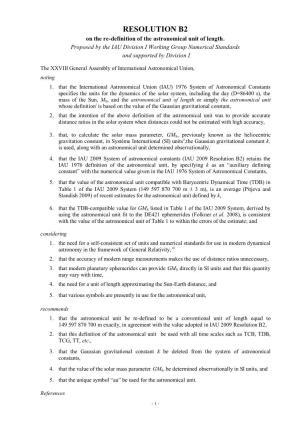 IAU 2012 Resolution B2