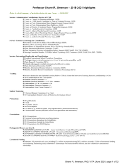 Professor Shane R. Jimerson – 2018-2021 Highlights