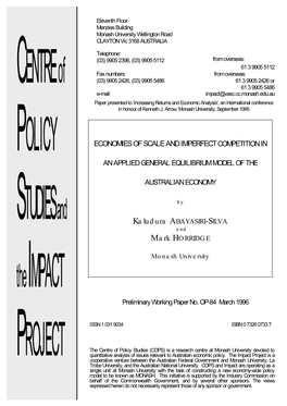 Economies of Scale and Imperfect Competition in an Applied General Equilibrium Model of The