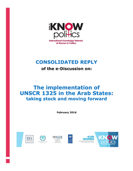 The Implementation of UNSCR 1325 in the Arab States: Tacking Stock, Moving Forward