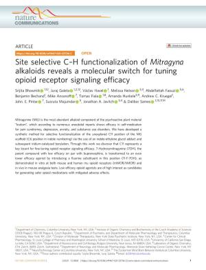 Site Selective Câ€“H Functionalization of Mitragyna Alkaloids Reveals A