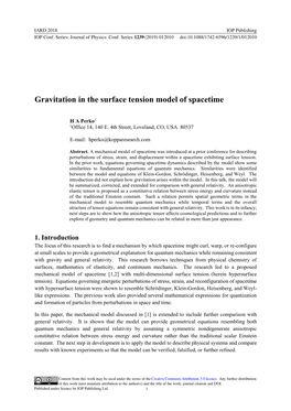 Gravitation in the Surface Tension Model of Spacetime