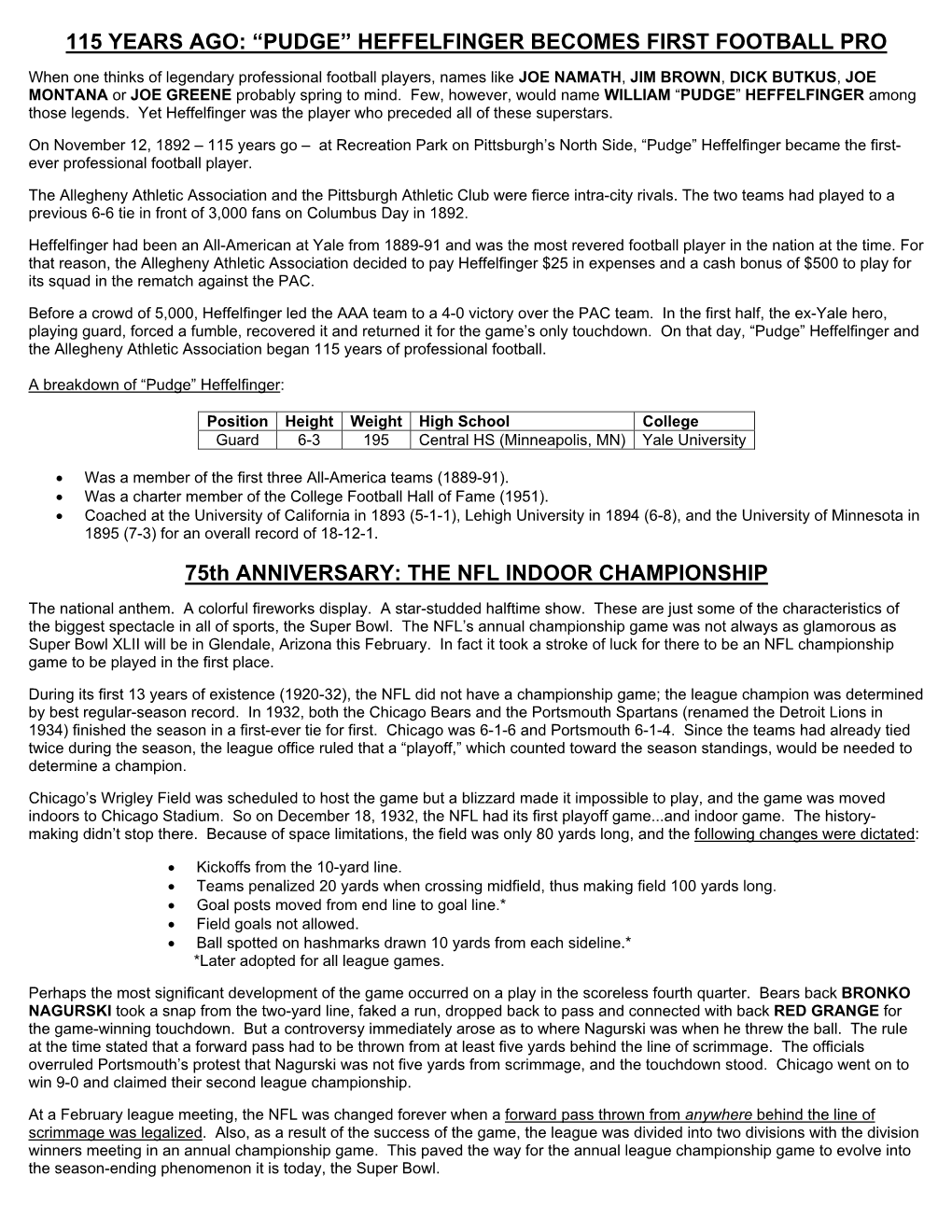 The Nfl Indoor Championship