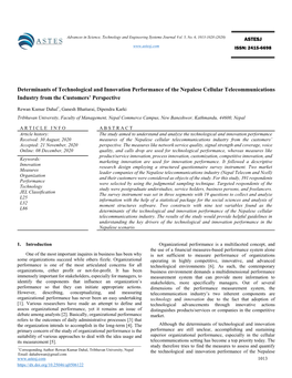 Determinants of Technological and Innovation Performance of the Nepalese Cellular Telecommunications Industry from the Customers’ Perspective