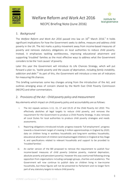 Welfare Reform and Work Act 2016 NECPC Briefing Note (June 2016)