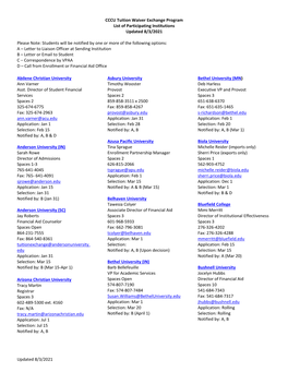 CCCU Tuition Waiver Exchange Program List of Participating Institutions Updated 8/3/2021 Please Note: Students Will Be Notified