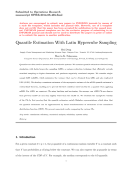 Quantile Estimation with Latin Hypercube Sampling