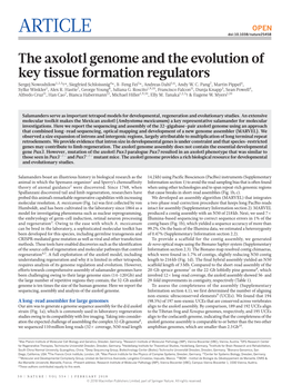 The Axolotl Genome and the Evolution of Key Tissue Formation Regulators Sergej Nowoshilow1,2,3†*, Siegfried Schloissnig4*, Ji-Feng Fei5*, Andreas Dahl3,6, Andy W