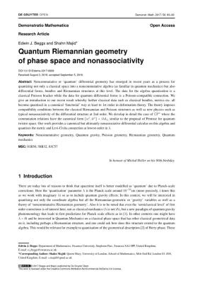 Quantum Riemannian Geometry of Phase Space and Nonassociativity