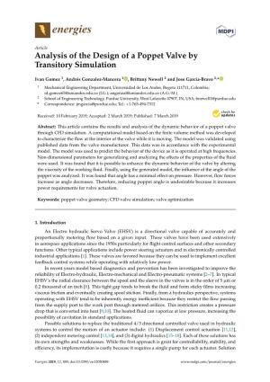 Analysis of the Design of a Poppet Valve by Transitory Simulation