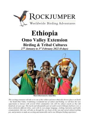 Ethiopia Omo Valley Extension Birding & Tribal Cultures 27Th January to 3Rd February 2022 (8 Days)