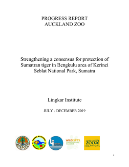 PROGRESS REPORT AUCKLAND ZOO Strengthening a Consensus For