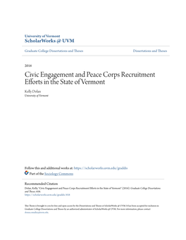 Civic Engagement and Peace Corps Recruitment Efforts in the State of Vermont Kelly Dolan University of Vermont