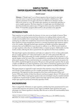 Simple Taper: Taper Equations for the Field Forester