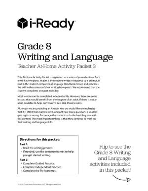 Grade 8 Writing and Language Teacher At-Home Activity Packet 3