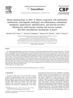 Marine Pharmacology in 2003–4: Marine