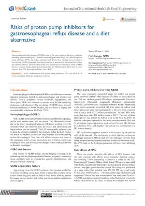 Risks of Proton Pump Inhibitors for Gastroesophageal Reflux Disease and a Diet Alternative