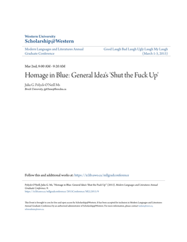 Homage in Blue: General Idea's 'Shut the Fuck Up' Julia G