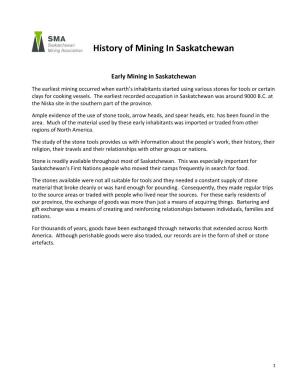 History of Mining in Saskatchewan