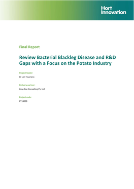 Review Bacterial Blackleg Disease and R&D Gaps with a Focus on The