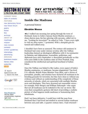 Ebrahim Moosa: Inside the Madrasa 01/24/2007 06:59 PM