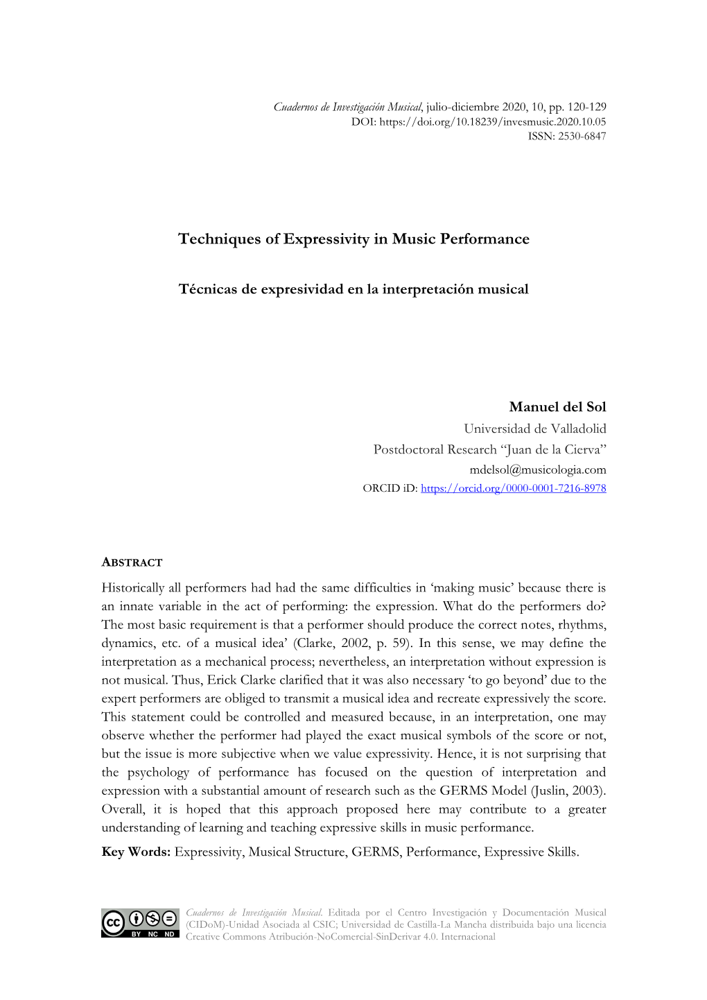 Techniques of Expressivity in Music Performance