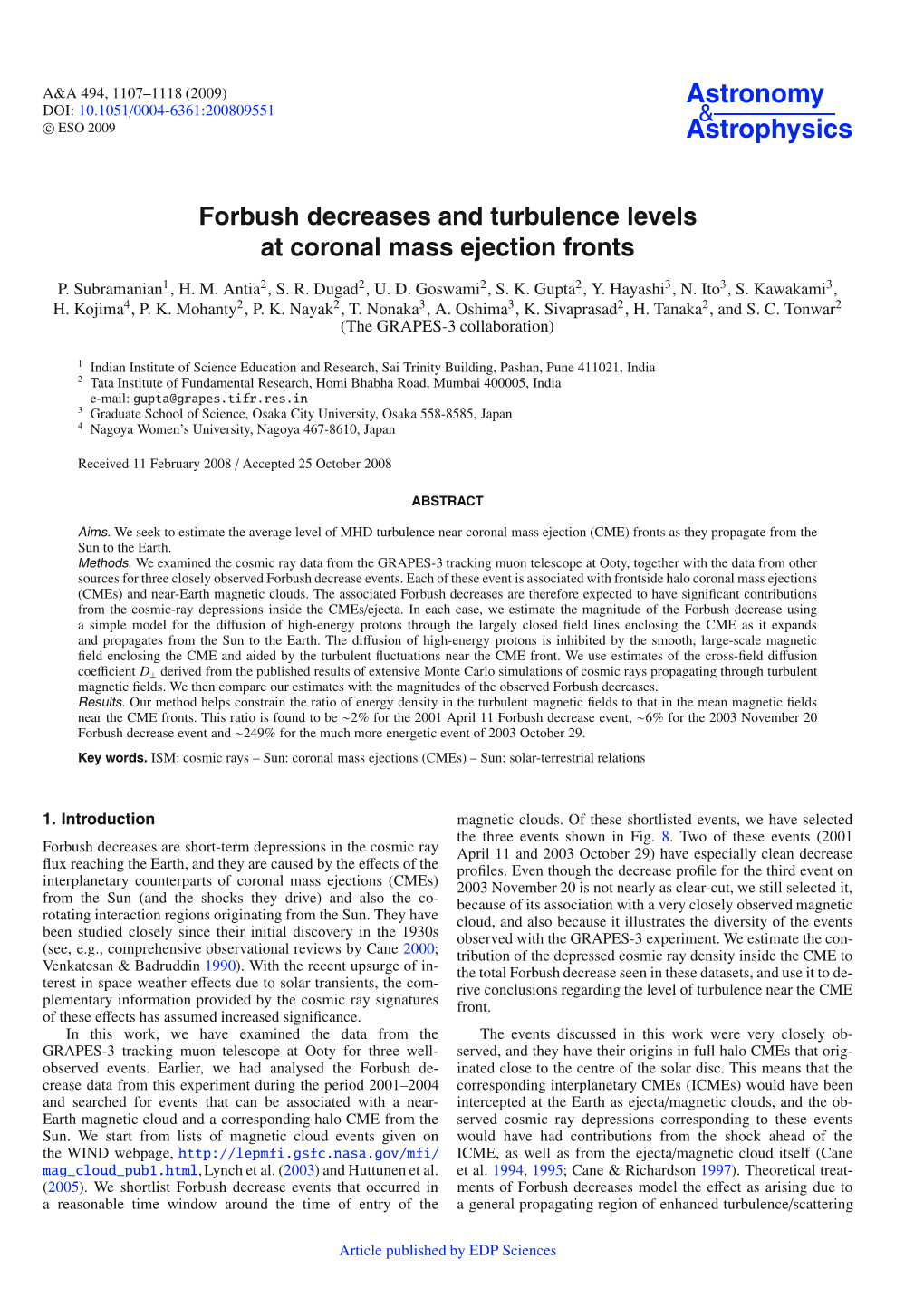 Forbush Decreases and Turbulence Levels at Coronal Mass Ejection Fronts