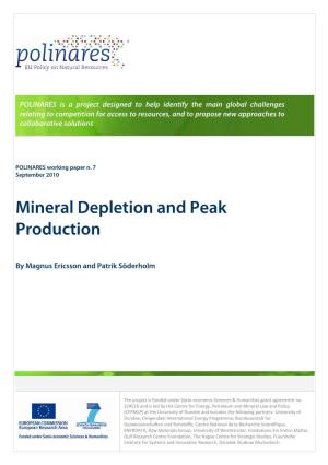 Mineral Depletion and Peak Production