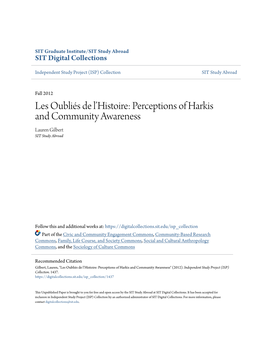 Perceptions of Harkis and Community Awareness Lauren Gilbert SIT Study Abroad