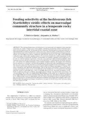 Feeding Selectivity of the Herbivorous Fish Scartichthys Viridis:Effects on Macroalgal Community Structure in a Temperatea Rocky Intertidal Coastal Zone
