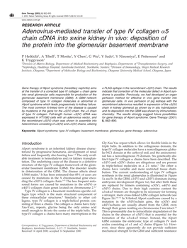 Adenovirus-Mediated Transfer of Type IV Collagen Α5 Chain Cdna