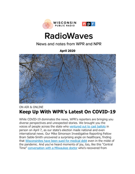 Keep up with WPR's Latest on COVID-19