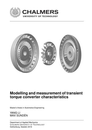 Modelling and Measurement of Transient Torque Converter Characteristics