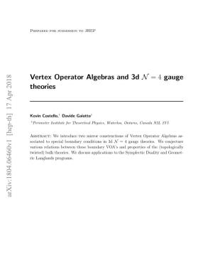 Vertex Operator Algebras and 3D N = 4 Gauge Theories