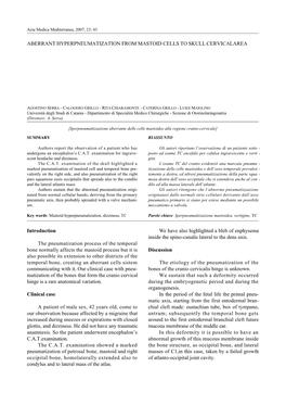 Aberrant Hyperpneumatization from Mastoid Cells to Skull Cervicalarea