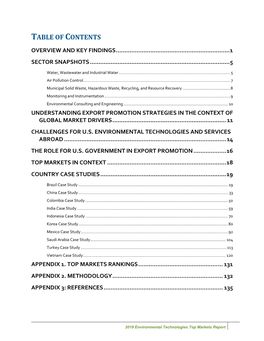 2019 Environmental Technologies Top Markets Report OVERVIEW and KEY FINDINGS