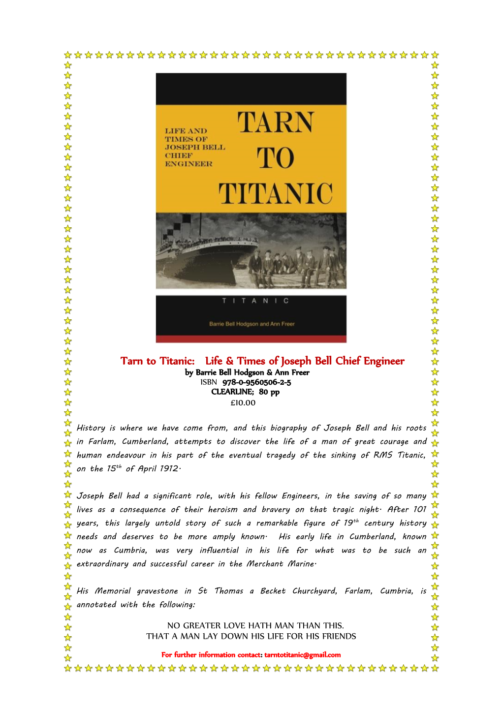Tarn to Titanic: Life & Times of Joseph Bell Chief Engineer